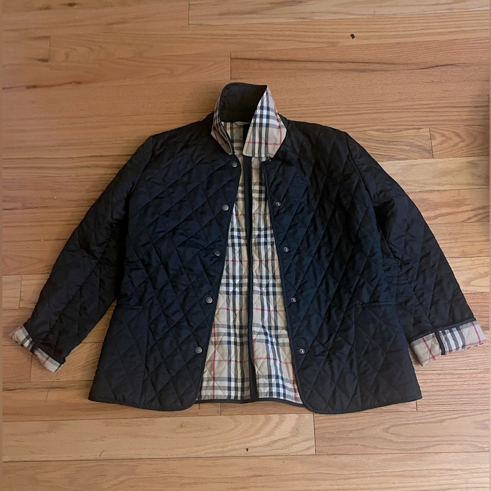 Black Burberry diamond quilted jacket